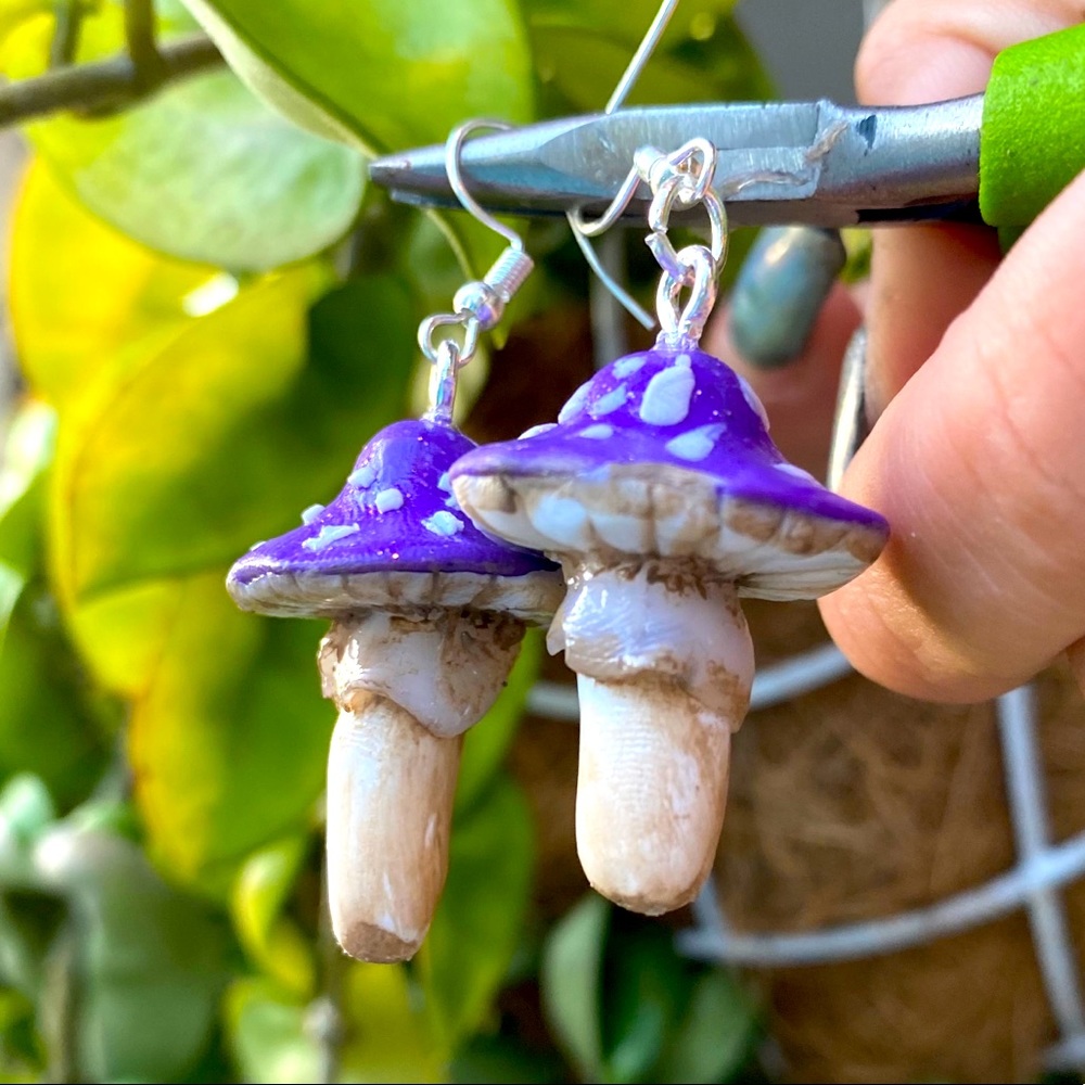 Purple Toadstool Earrings